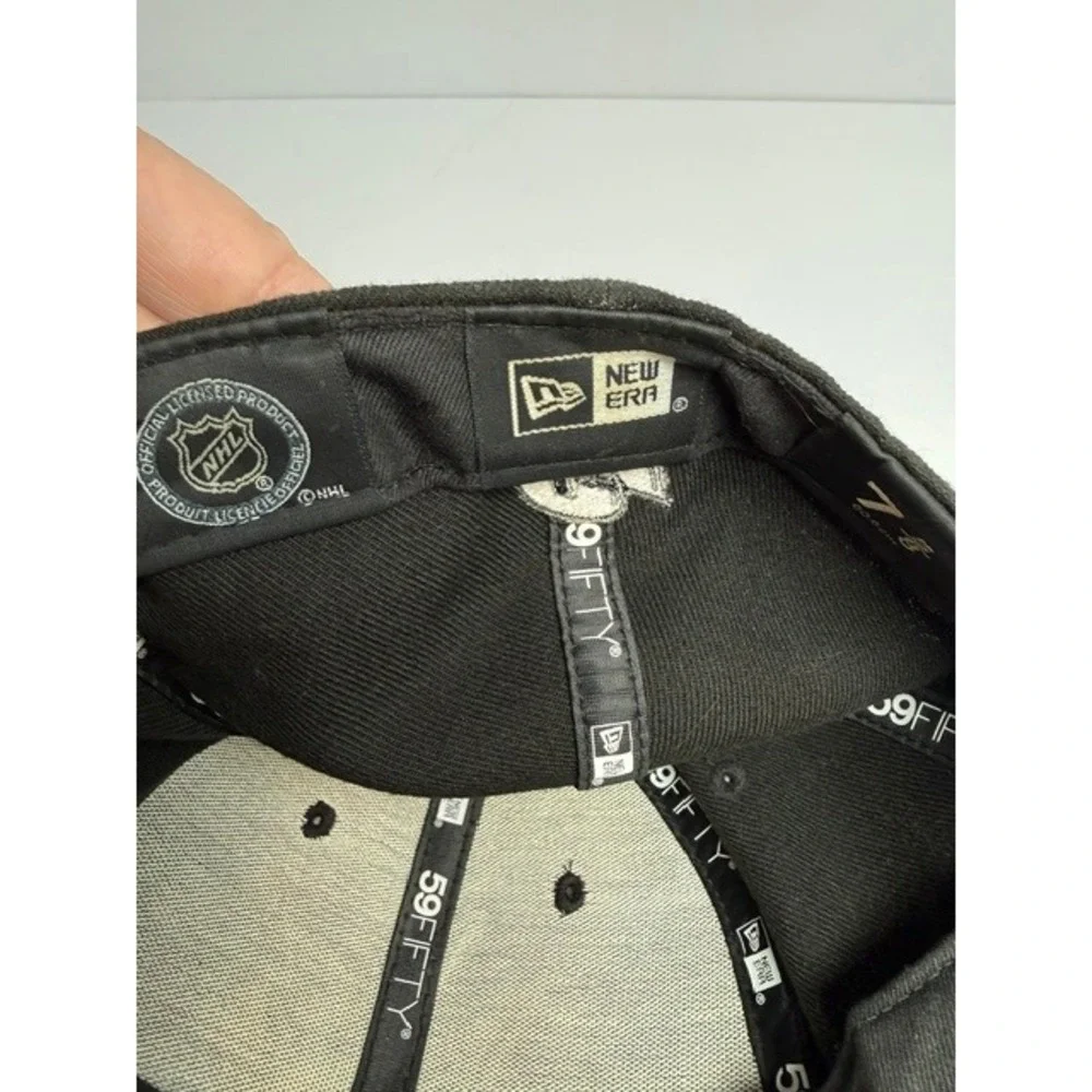 New Era 59FIFTY San Jose Sharks Fitted Hat Black White NHL Size 7 5/8 Cap